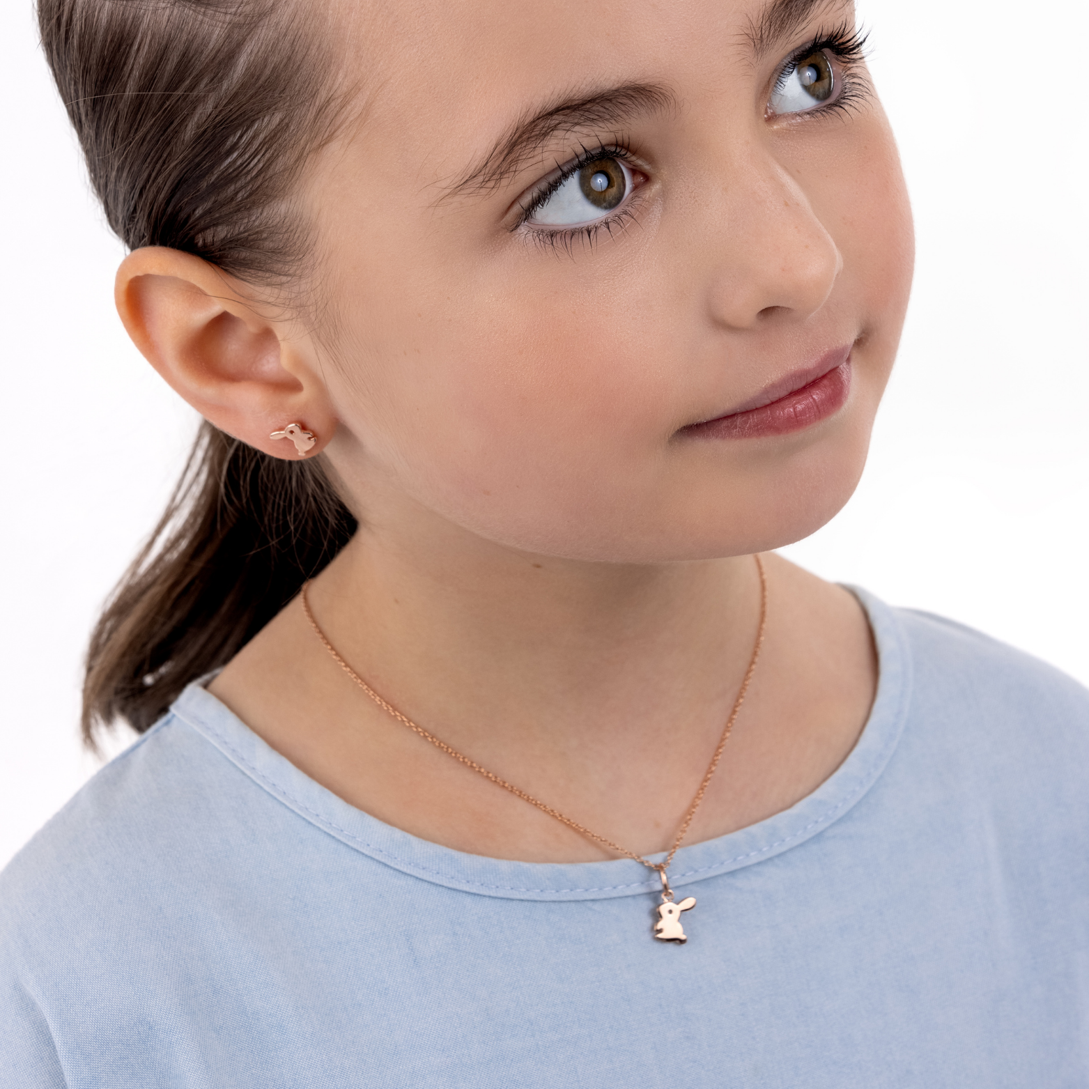 Little Girl's Bunny Necklace in Sterling Silver. Little 